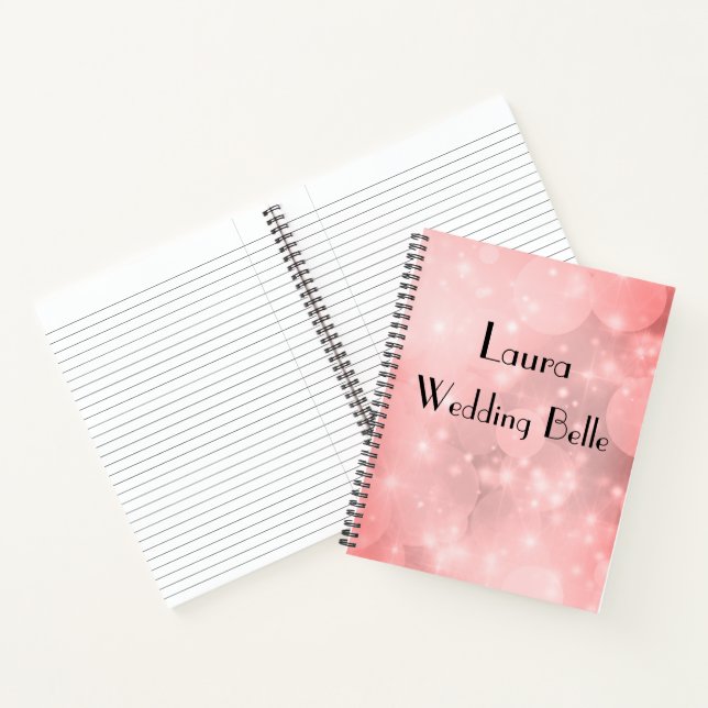 Elegant Pink Sparkle Personalisiert Wedding Belle Notizbuch (Innenseite)