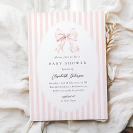 Elegant Pink Stripes Bow Baby Shower Baby Shower Einladung