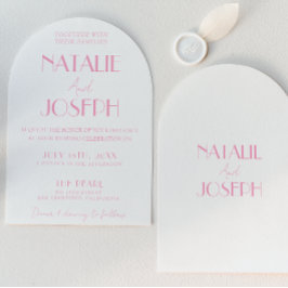 Elegant Pink Stylish Minimalist Arched Wedding Einladung