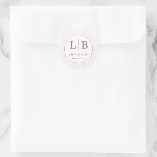 Elegant Pink Thank You Note Runder Aufkleber (Tasche)