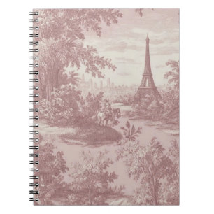 Elegant Pink Toile de Jouy Französisch Country Sze Notizblock