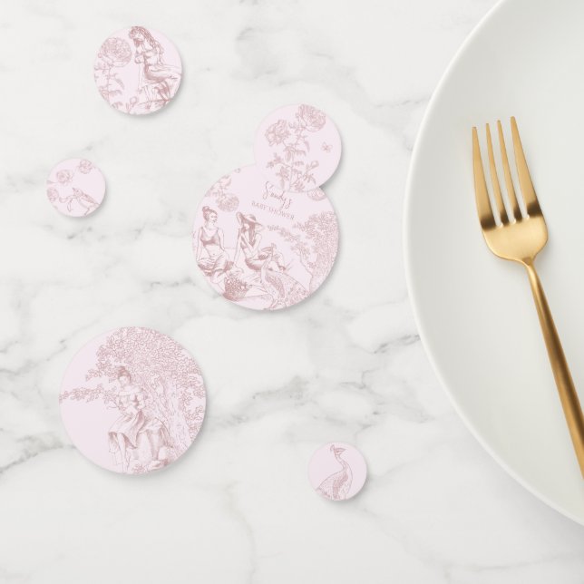 Elegant Pink Toile de Jouy Picnic Baby Shower Konfetti (Gruppe)