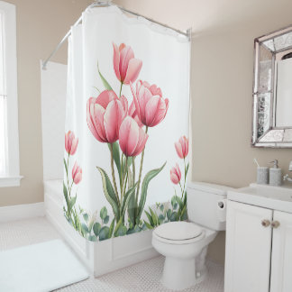 Elegant Pink Tulips Floral Mother's Day Gift  Duschvorhang