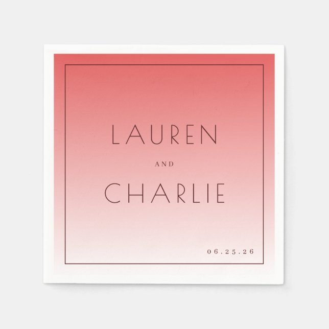 Elegant Pink Typographic Gradient Serviette (Vorderseite)