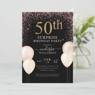 Elegant Pink Überraschung 50. Geburtstag I Einladung
