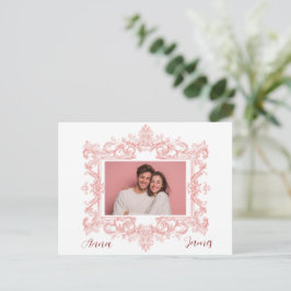 Elegant Pink Valentine's Day Card - Custom Photo Postkarte