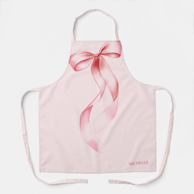 Elegant Pink Watercolor Bow Personalized Baking Schürze (Vorderseite)