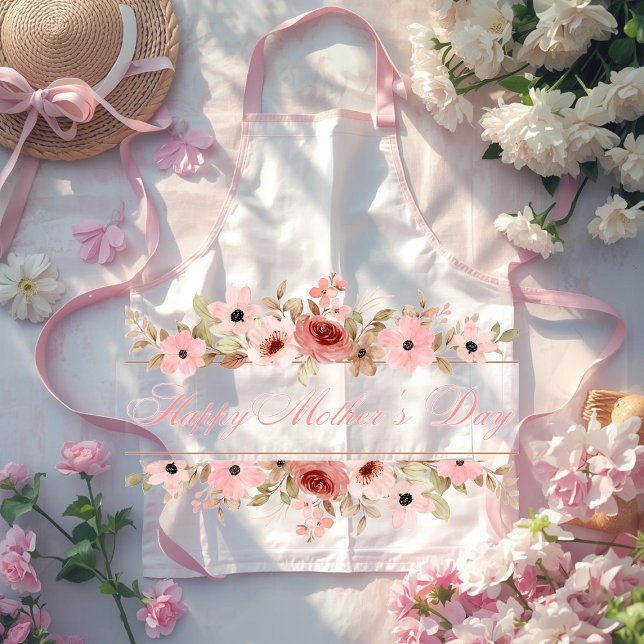 Elegant Pink Watercolor Flower Kitchen Apron Schürze (Von Creator hochgeladen)