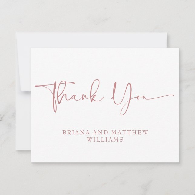 Elegant Pink Wedding Dankeschön Card Dankeskarte (Vorderseite)