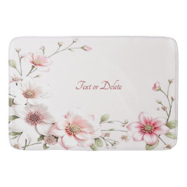 Elegant Pink White Floral Bath Mat Badematte