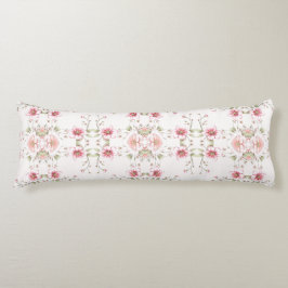 Elegant Pink White Floral Body Pillow Seitenschläferkissen
