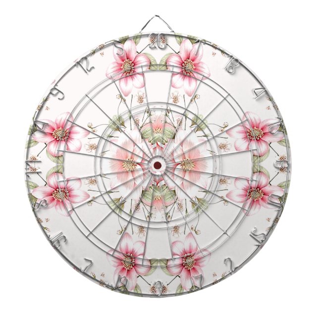 Elegant Pink White Floral Dartboard Dartscheibe (vorne)
