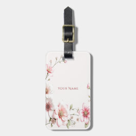 Elegant Pink White Floral Luggage Tag Gepäckanhänger