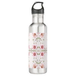 Elegant Pink White Floral Water Bottle Edelstahlflasche