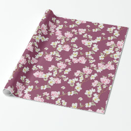 Elegant Pink & White Floral Wrapping Paper Geschenkpapier