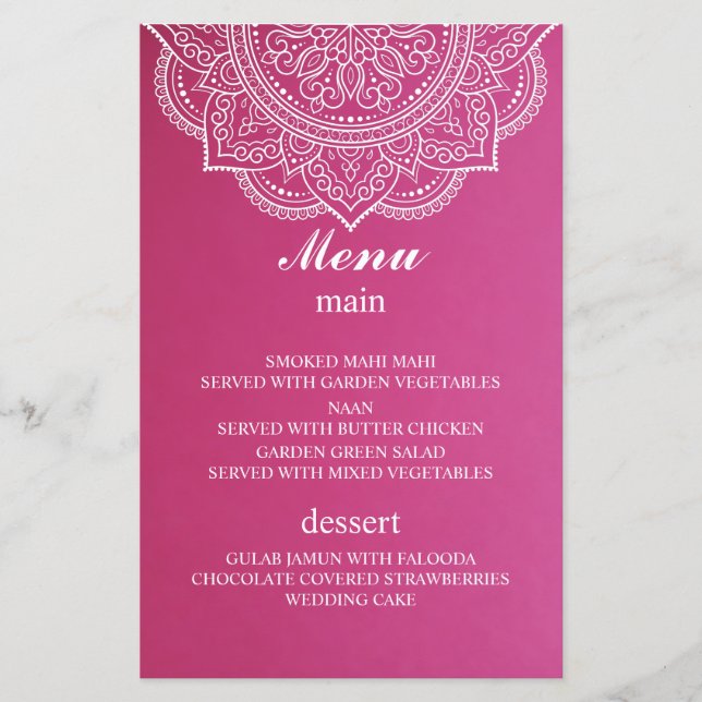 Elegant Pink White Paisley Indian Hindu Wedding (Vorderseite)