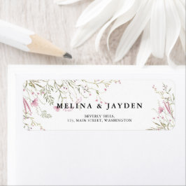 Elegant Pink Wild Floral Wedding Address