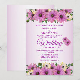 Elegant Pink Yellow Floral Rustic Wedding Einladung