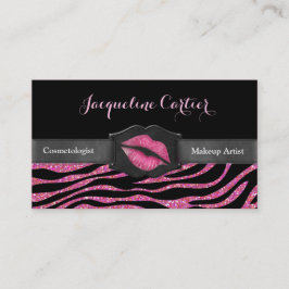 Elegant Pink Zebra Glitzer Kiss Kosmetologe Visitenkarte
