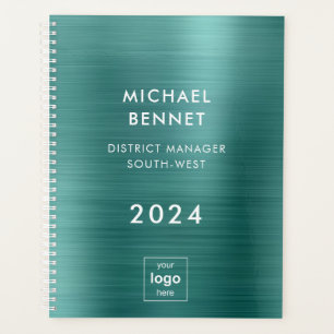Élégant planificateur du logo commercial vert 2024