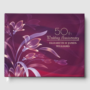 Elegant Plum Floral 50 Jahre Gästebuch