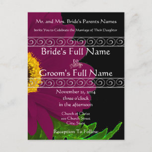 Elegant Plum Gerber Daisy Wedding Einladung