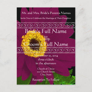 Elegant Plum Gerber Daisy Wedding Einladung
