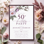 Elegant Plum Lila Blumenschrift 50. Geburtstag Einladung<br><div class="desc">Set den Ton für eine anspruchsvolle Feier mit einer eleganten Pflaume lila Blumenschrift Geburtstagseinladung. Dieses Design besticht durch eine reiche Pflaumenfarbe und zarte Blumenakzente und strahlt ein Gefühl von Luxus und Raffinesse aus. Die anmutige Schrift-Typografie fügt eine personalisierte Touch hinzu, perfekt für einen Meilenstein Geburtstag oder eine feierliche Veranstaltung. Ideal...</div>