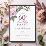 Elegant Plum Lila Blumenschrift 60. Geburtstag Einladung<br><div class="desc">Set den Ton für eine anspruchsvolle Feier mit einer eleganten Pflaume lila Blumenschrift Geburtstagseinladung. Dieses Design besticht durch eine reiche Pflaumenfarbe und zarte Blumenakzente und strahlt ein Gefühl von Luxus und Raffinesse aus. Die anmutige Schrift-Typografie fügt eine personalisierte Touch hinzu, perfekt für einen Meilenstein Geburtstag oder eine feierliche Veranstaltung. Ideal...</div>