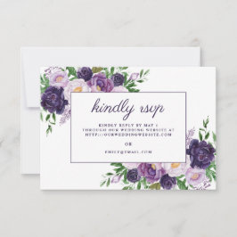 Elegant Plum Lila Floral Wedding Website UAWG RSVP Karte