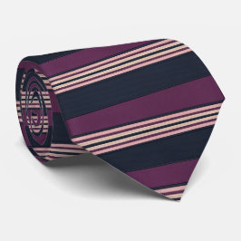 Elegant Plum & Navy Multi-Stripe  Krawatte