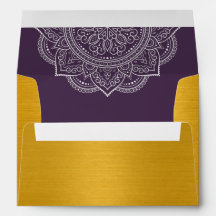 Elegant Plum Paisley Indian Wedding Einladung
