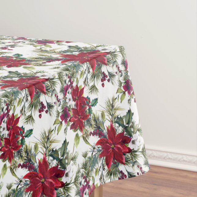 Elegant Poinsettia Bouquet Muster Weihnachten Tischdecke (Beispiel)
