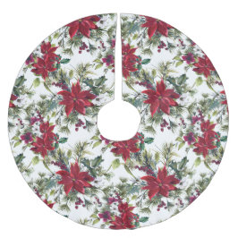 Elegant Poinsettia Bouquet Pattern Polyester Weihnachtsbaumdecke