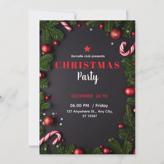 Elegant Poinsettia Christmas Invitation Einladung (Vorderseite)