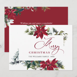 Elegant Poinsettia Christmas Mistletoe Gruß Feiertagskarte