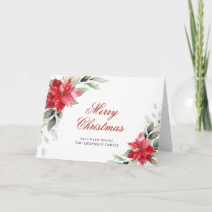 Elegant Poinsettia Christmas Mistletoe Gruß Feiertagskarte