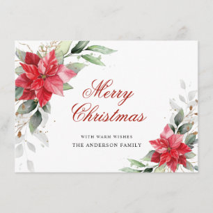 Elegant Poinsettia Christmas Mistletoe Gruß Feiertagskarte