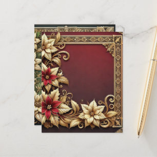 Elégant Poinsettia Frame Papier à Cadres Gold Poin