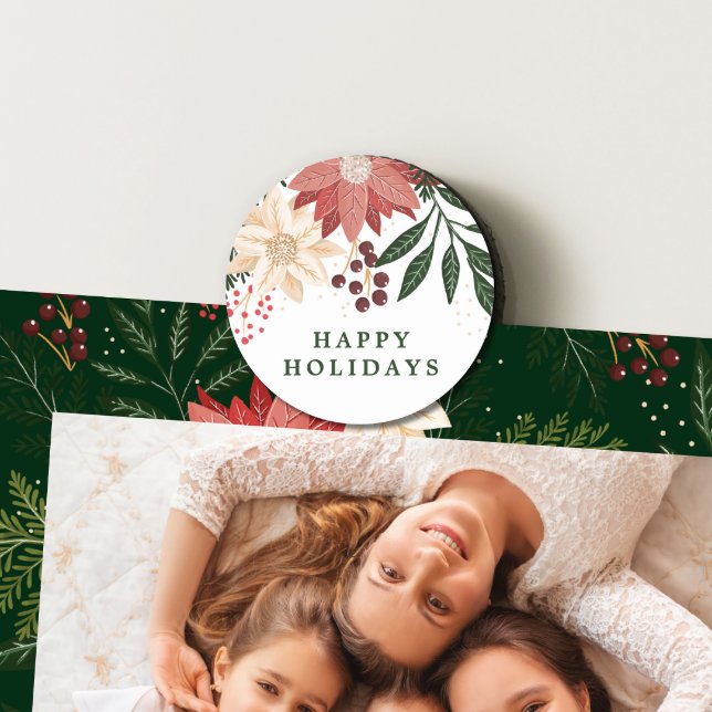 Elegant Poinsettia Frohe Weihnachts Wasserfarbe Magnet (showcasing Customizable Magnet - additional items (bought separately))