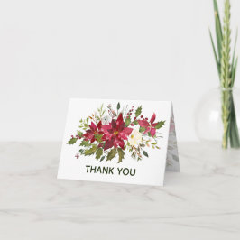 Elegant Poinsettia Grüne Weihnachtsfeier Dankeskarte