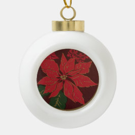 Elegant Poinsettia Keramik Kugel-Ornament
