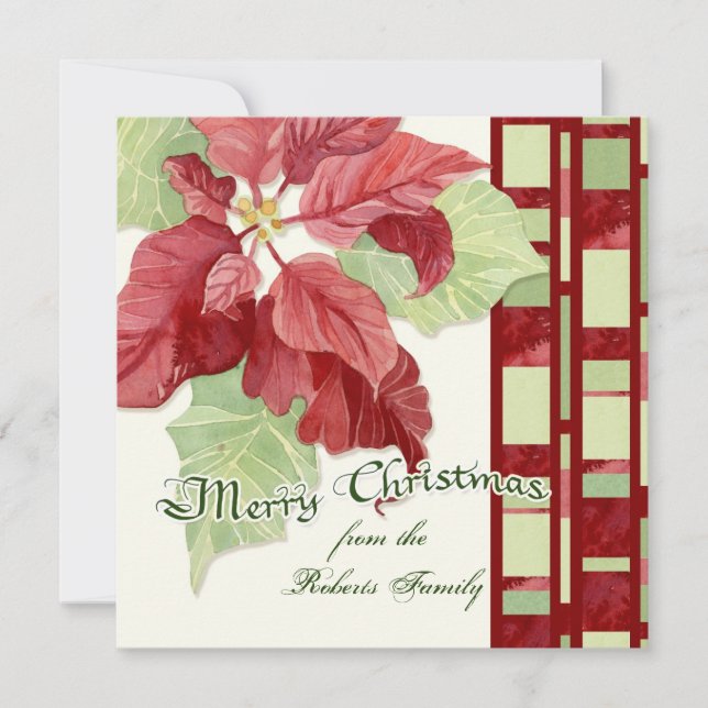 Elégant Poinsettia Noël Fête Invitation (Devant)