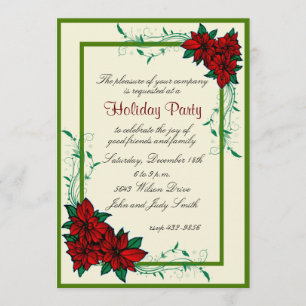Elégant Poinsettia Noël Fête Invitation