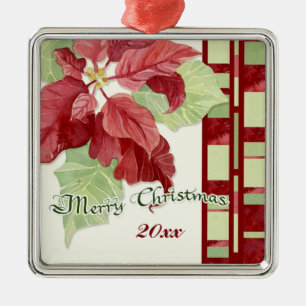 Élégant Poinsettia Noël Ornement personnalisé