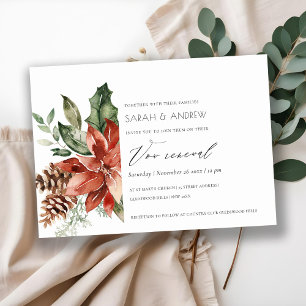 Elégant Poinsettia Pine Cone Vow Invitation de ren