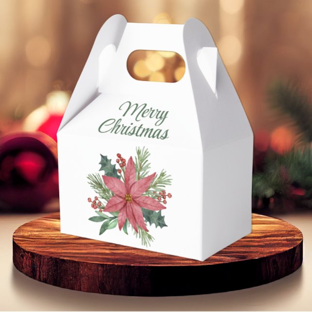 Elegant Poinsettia Rote Flora Frohe Weihnachten Geschenkschachtel (Von Creator hochgeladen)