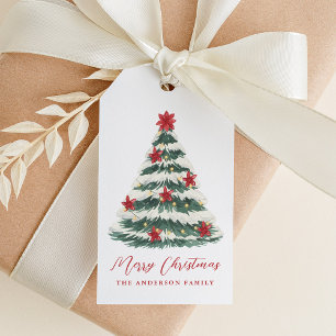 Elegant Poinsettia Weihnachtsbaum Geschenkanhänger