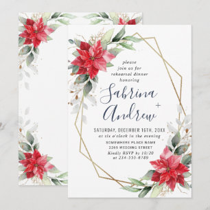 Elegant Poinsettia Winter Floral PROBE DINNER Einladung