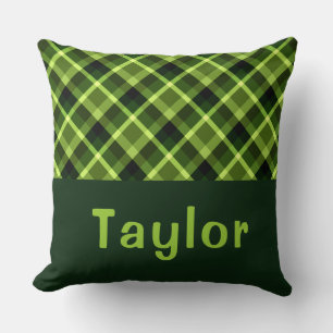 Élégant Pois Vert Pâte Monogramme Grand Oreiller